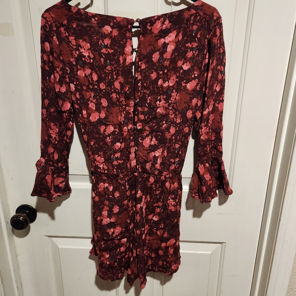 Free Peple Floral Ruffle Romper Goth Witchy Ethereal Small Wrap Going Out - Picture 8 of 8